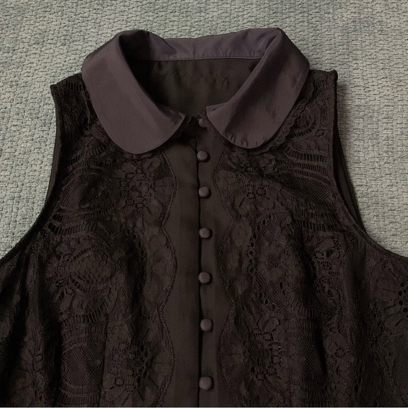 Goth Dark Academia Steampunk Pirate Black Lace Collared Sleeveless Waistcoat - Picture 8 of 15